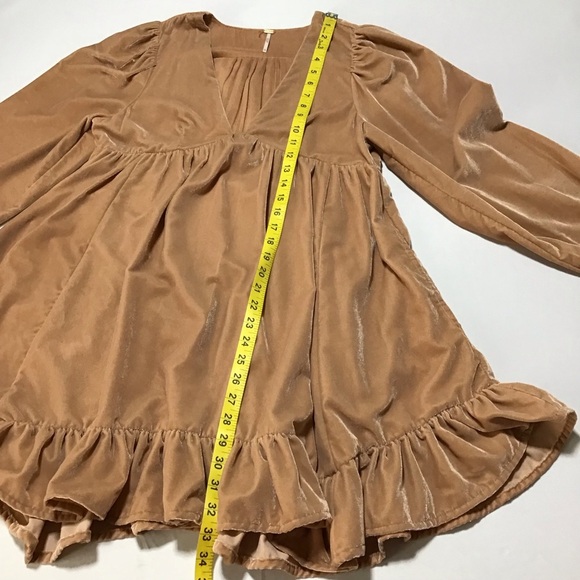Free People Stella Velvet Mini Dress in Tan - Picture 11 of 15